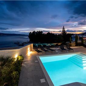 5 bedroom beachfront villa with heated pool near Omis, sleeps 9